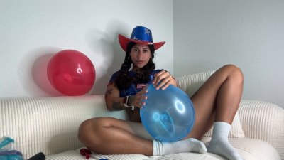 Inflating Balloons For 4 Of July
