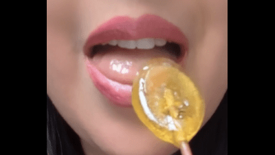 Latina Goddess Licking & Slurping On A Lollipop With Pink Lipstick ASMR