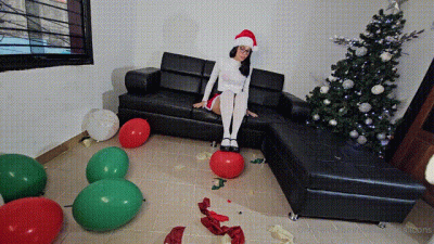 Stepping On Balloons With Heels At Christmas