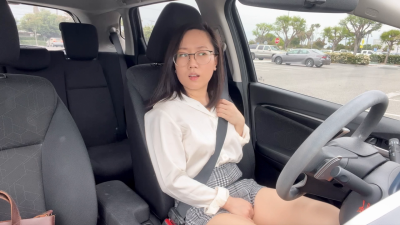 Office Girl: Seatbelt Wearing Masturbation