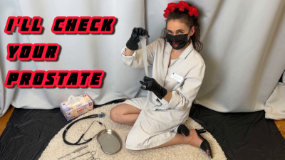 Doctor With Red Lips And Latex Gloves Examines Rubber Prostate 4K