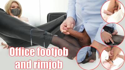 Office MILF Footjob In Nylons, Rimming & Cum On Stockinged Feet