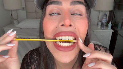 Giantess Bites And Licks Pencil