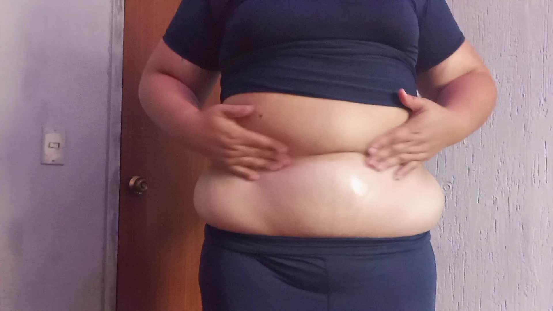 Oiled Belly Massage With Wooden Roller
