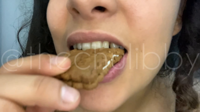Crunchy Chocolate Cookie Chewing - Intense Mouth Sounds Close Up
