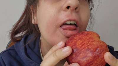 ASMR Apple Biting & Chewing- Mouth Sounds Close Up Chubby Girl