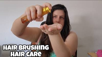 Hair Brushing, Shining Cream & Ponytail To Bun Transformation