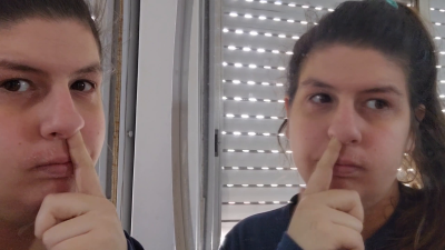 Mirror Nose Play - Nose Picking, Booger Eating