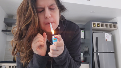 Freezing In The Kitchen - Smoking Naked & Shivering