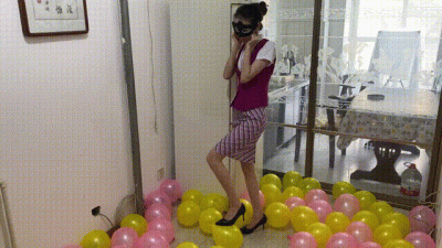 Airhostess Nylon High Heels Crush Balloons