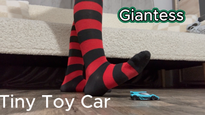 Giantess Stepstep-Sister Humiliates Tiny Toy Car, Steps On It And Masturbates While Stomping On It, Then Plays With It, Kicking The Little Toy Car Here And There