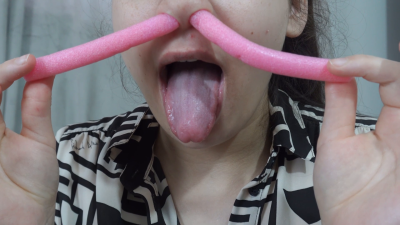 He Plays With My Nose. I Put A Thin Pink Silicone Pad In My Nose And Play With It. I Don't Know What It Is, Maybe It's Packaging Material, But I Like It And I Play With It. I Put It In My Nose