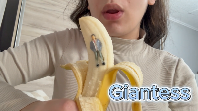 Giantess Stepmom Eats A Banana But Sees Tiny Stepson Hiding In The Peeled Banana But Giantess Stepmom Punishes Him For Hiding In The Banana So He Slowly Eats The Banana Together With It