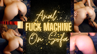 Amy Tries Anal Fuck Machine Again, Gets Her Tight Fat White Ass Destroyed Over The Sofa