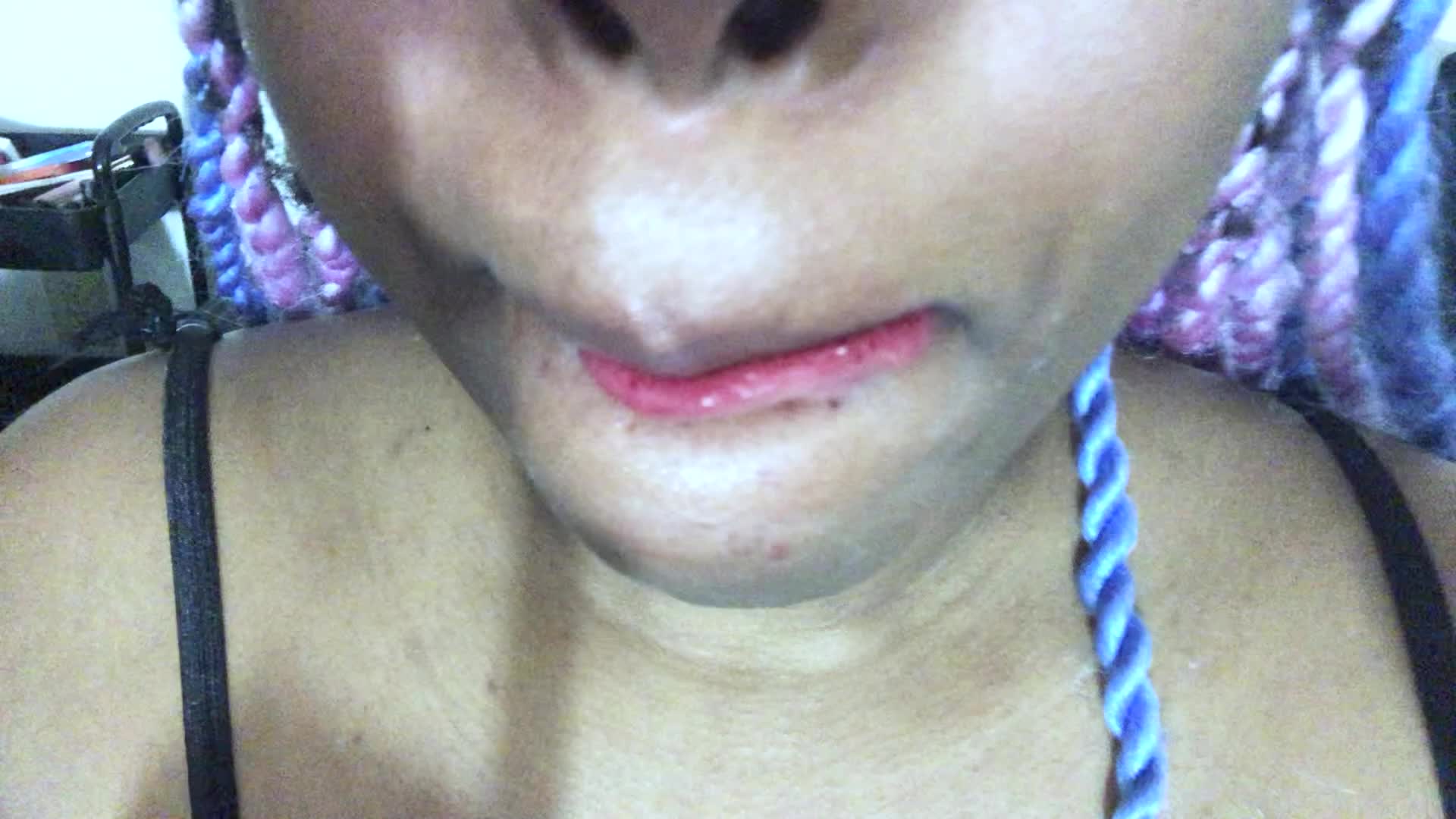 Lip Fetish- Seductive Cherry Chewing & Lip Worship, Chewing, Mouth Fetish