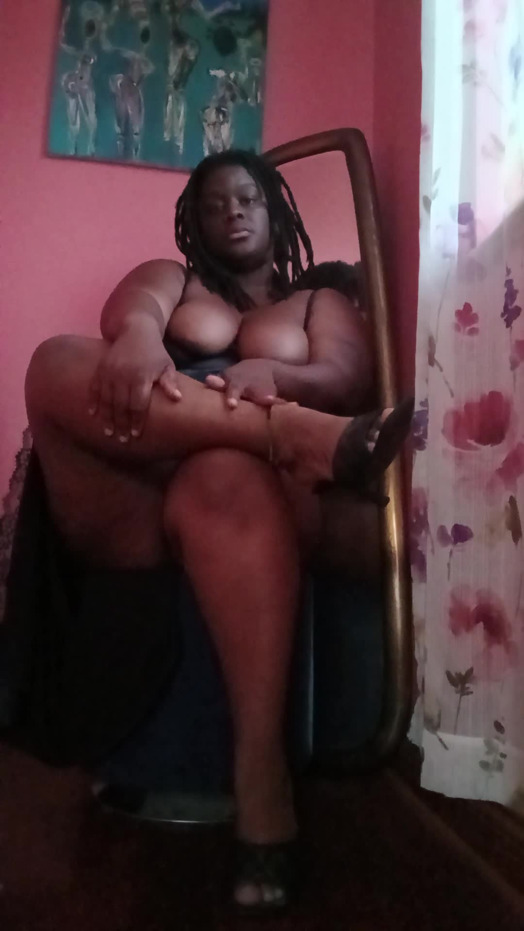 Thick Ebony Goddess Dangling Shoe Tease