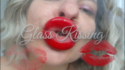 Glass Kissing Fetish - Extreme Close-Up Pink Lips & Wet Tongue