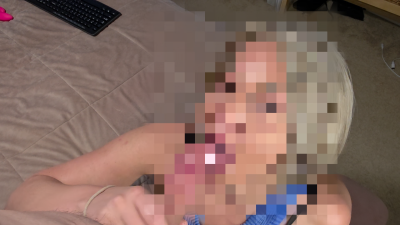 Beautiful Blonde MILF Stepmom Sucks Neighbors Cock