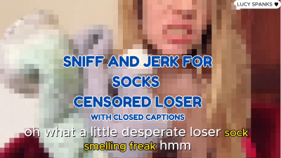 Censored Sock Sniff And Jerk Beta Safe Loser Humiliation Femdom JOI Lucy Spanks Dirty Fuzzy Sock Domination Pixels With Captions
