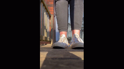 Slow Grey Ankle Sock Peel, Red Pedicure & Toe Rings