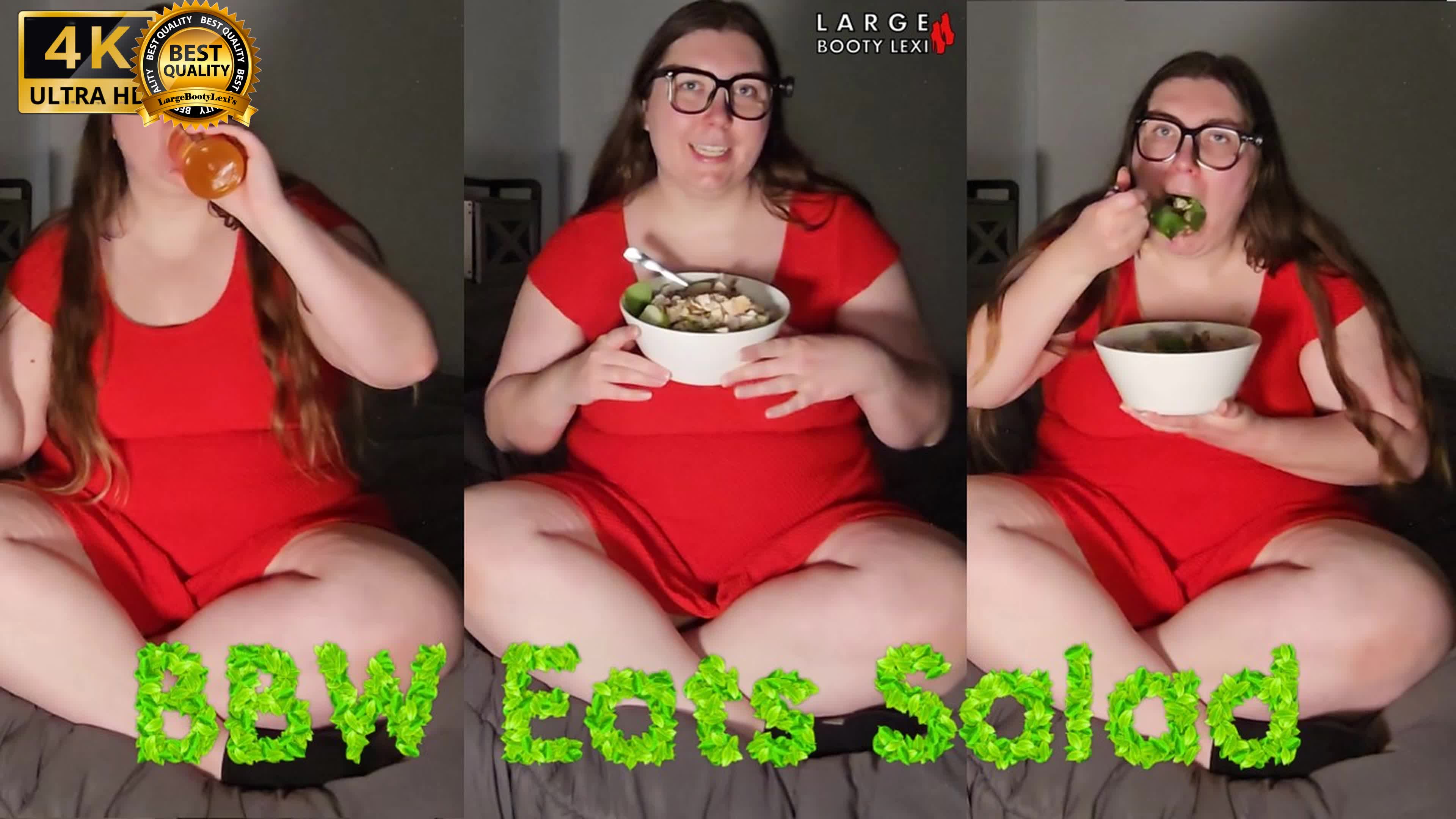 ASMR Huge Salad Mukbang: BBW Crunching And Gulping (4k Portrait)