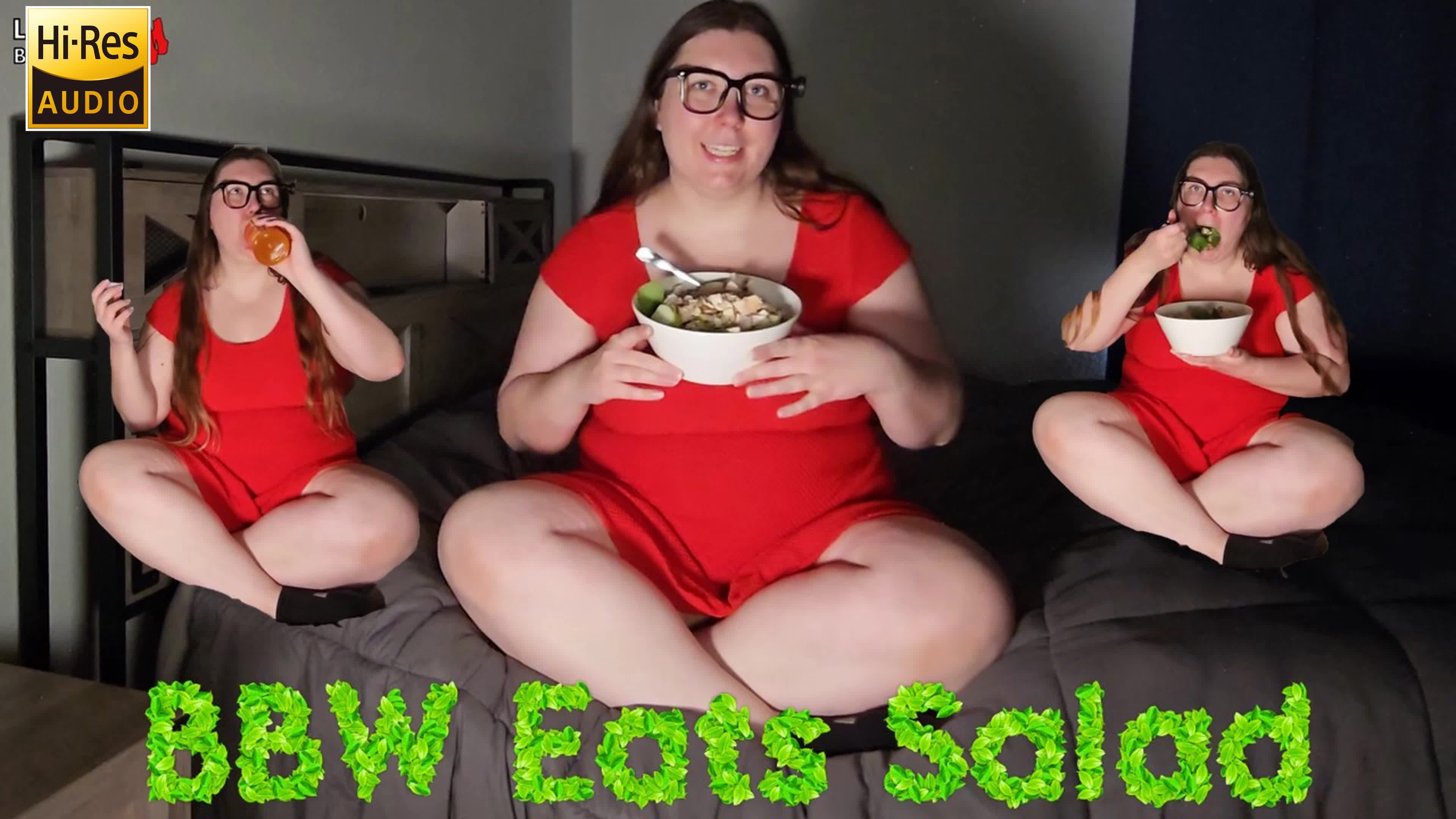 ASMR Huge Salad Mukbang: BBW Crunching And Gulping (4k Landscape)