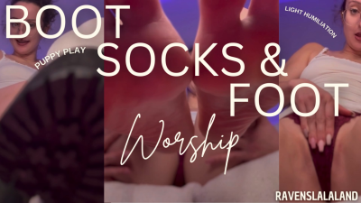 Boot, Sock, & Foot Worship -- Puppy Play & Light Humiliation