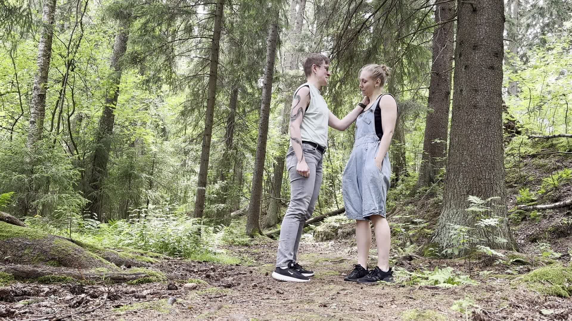 Smacking My Bitch To The Ground, Lesbian Belly Punching In A Forest