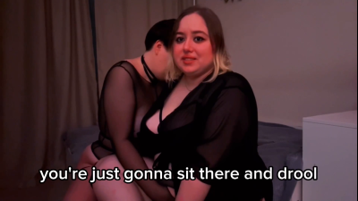 Giggling Cuckhole Torment: Dommes Scissor While You Leak In Chastity!