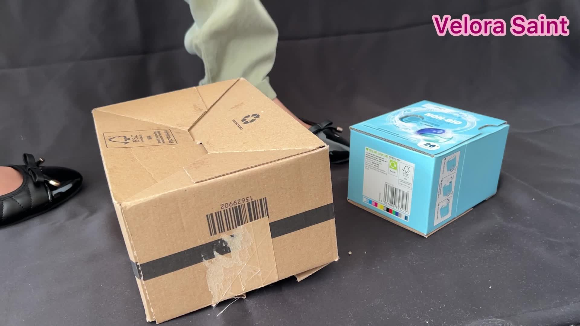 Crushing & Stamping On Cardboard Boxes With Ballet Flats