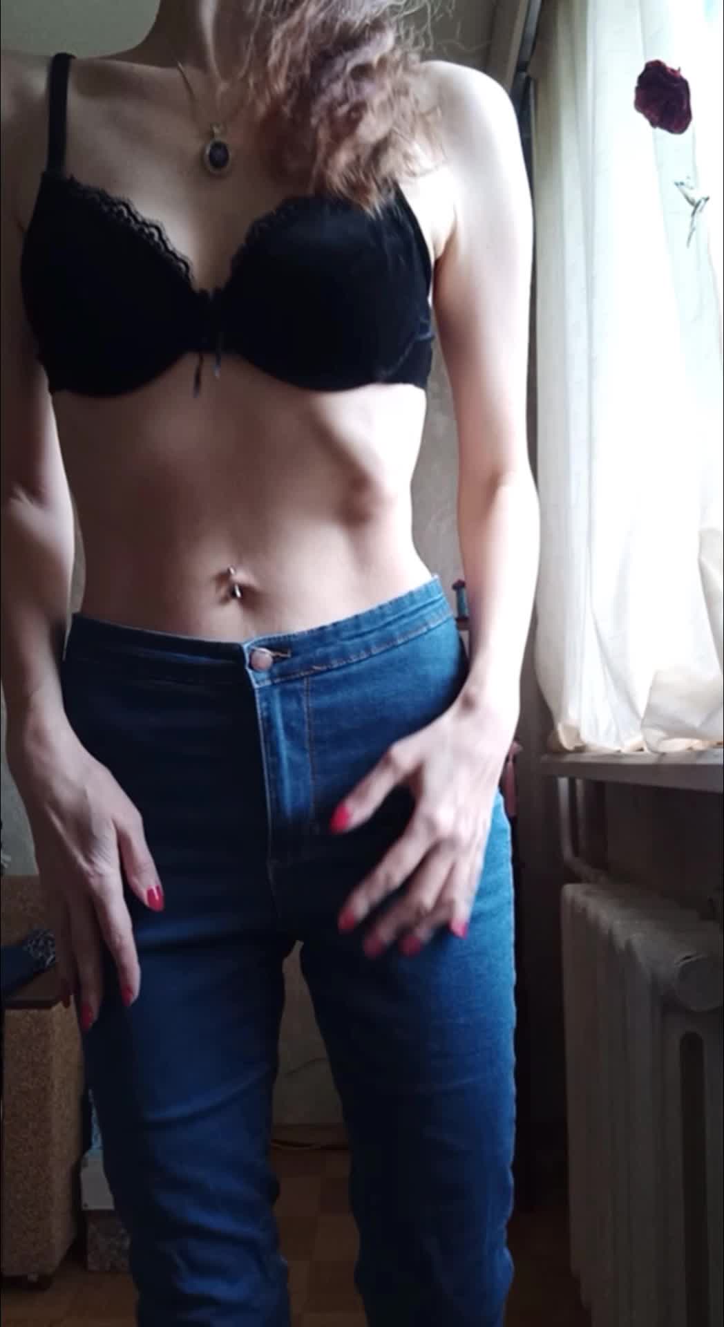 Getting Topless Tease In Jeans