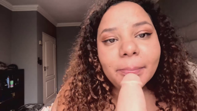 Dirty Talking BBW Deepthroating A Dildo And Stuffing It Between Her Big Oiled Tits