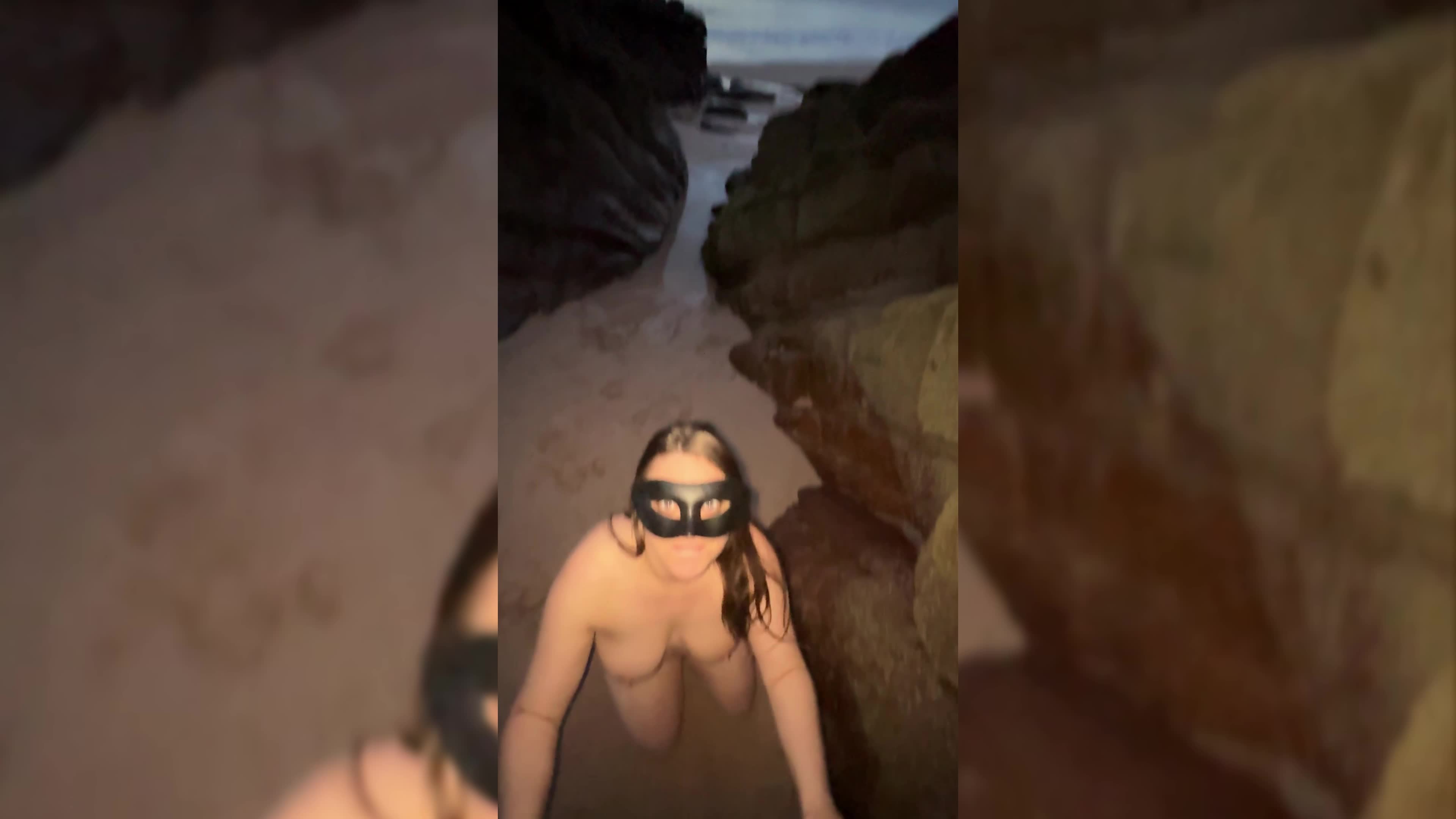 I Suck A Guy On A Public Beach. He Cums All Over My Mask
