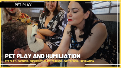 Pet Play And Humiliation: The Useless Puppy Cleaning The Floor And The Goddesses' Sandals (En Sub)- Pet Play- Chewing- Submissive Slave Training- Foot Fetish- Humiliation Copy