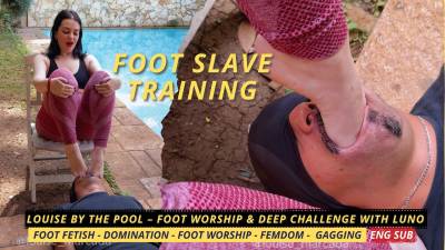 Louise By The Pool Foot Worship & Deep Challenge With Luno- Femdom- Foot Worship- Foot Gagging- Sole Licking- Saliva Extraction