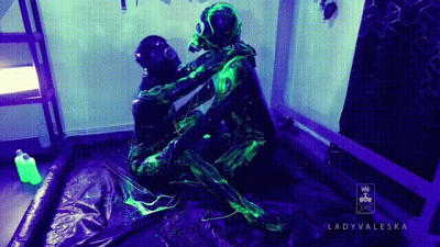 Rubber Double Fisting With Uv Slime