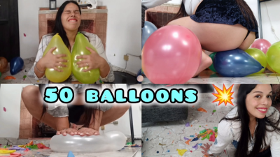 Inflating And Exploding 50 Balloons