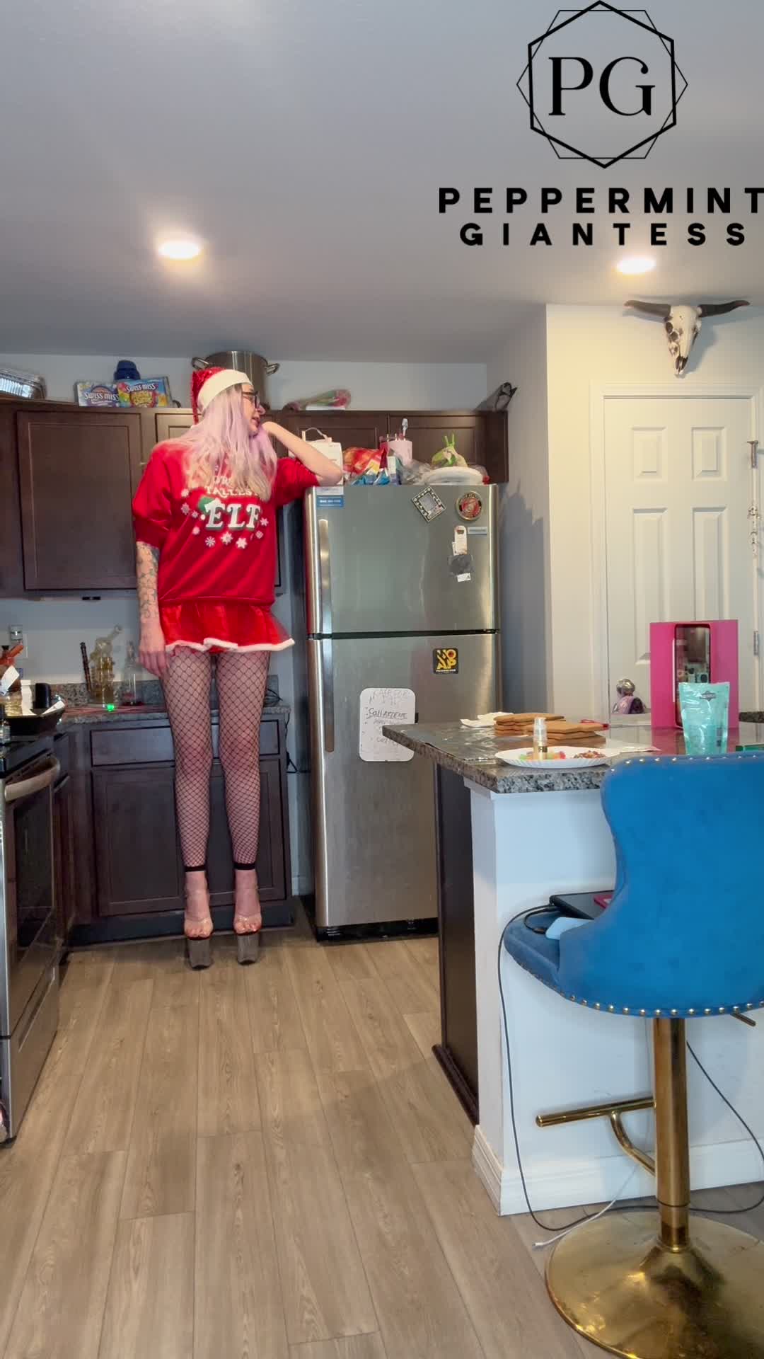 7'3" Giantess In 8-Inch Heels Builds A Gingerbread Village