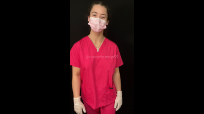 Self Bp Cuff Vitals Exam Pink Scrubs Black Stethoscope No Nudity