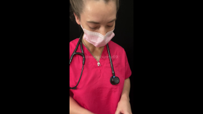 POV Bp Cuff Vitals Exam Pink Scrubs Black Stethoscope No Nudity