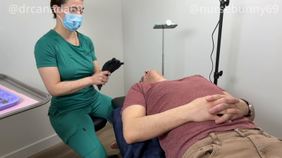 Nurse Bunny Checks Dr. Canada's Teeth Side Angle 4k