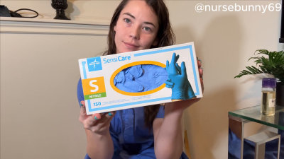 Blue Nitrile Glove Strip Tease From Nurse To Nude ASMR 4k