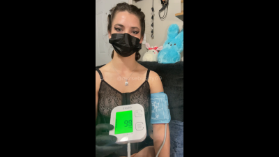 Self Auto Bp Cuff And Breast Play In Black Lingerie 4k