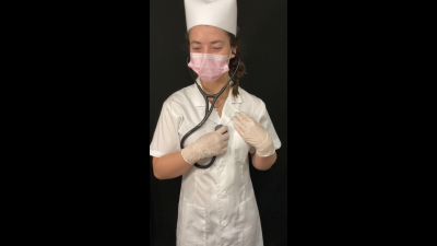 Self Stethoscope Exam Vintage Nurse White Stethoscope Stimulation Testing Lingerie To Topless Breast Play