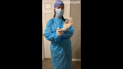 Surgical Ppe Glove Up From Blue Scrubs