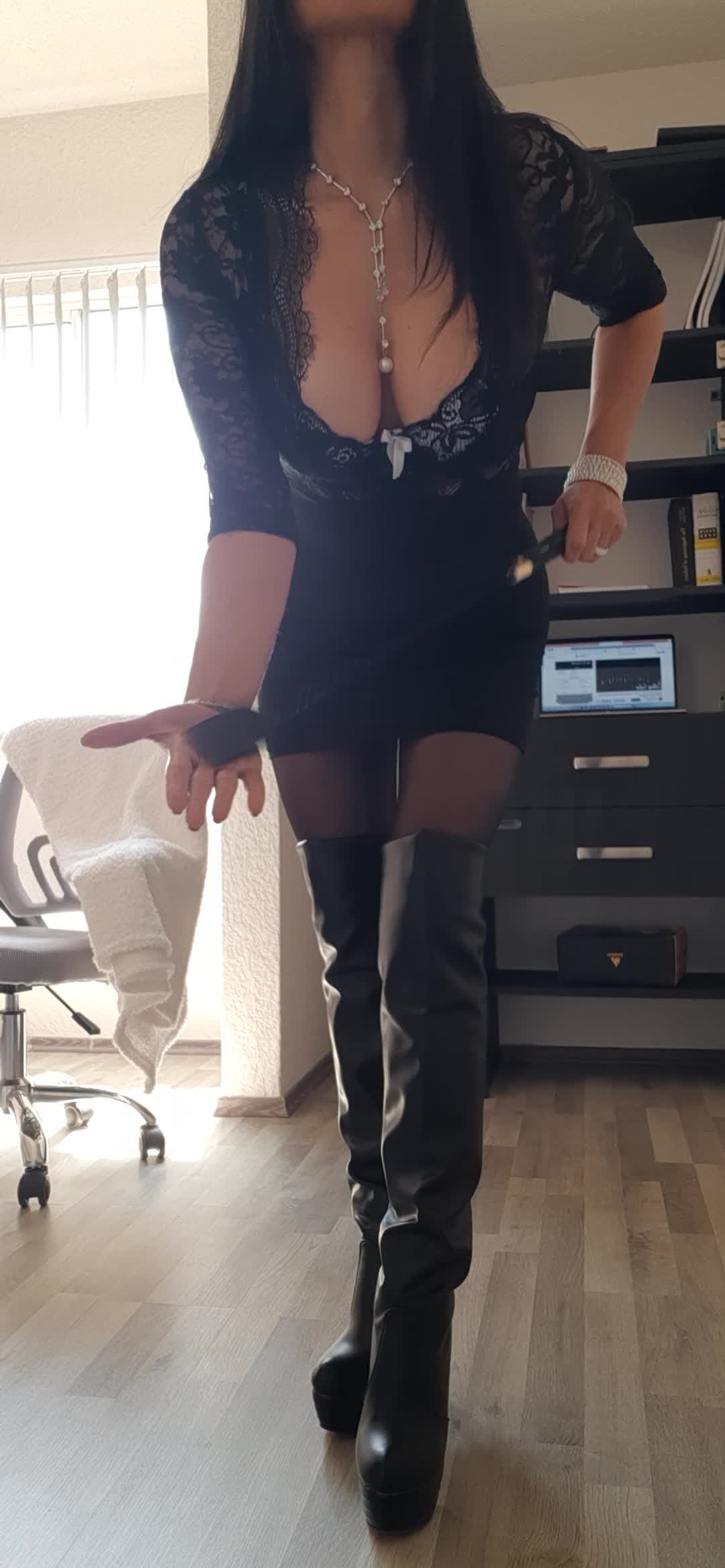Boot Domination With Whip. Quick Fetish Tease. "The Crack Of My Whip Will Echo In Your Head."