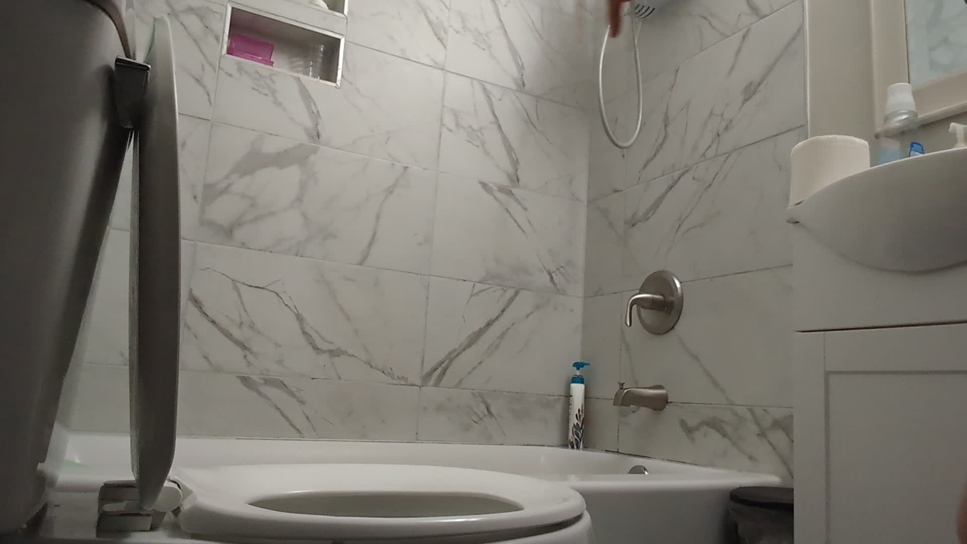 18-Year-Old Squirts In Toilet Bathroom Spy Cam Voyeur Squatting Ass Pussy Denim Jean Cutoff Booty Shorts