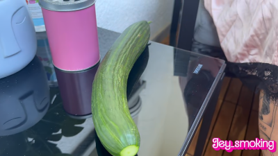 Smoking A Marlboro 100S And Fucking My Cunt With A Cucumber