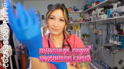 Watch Nurse Luna Glove Up In Her Blue Nitrile Xs Nitrile Gloves Wearing Her Bubble Gum Pink Uniform Scrubs And Give You A A Thorough Exam, Checking Your Bp, Heart And Longs And More!