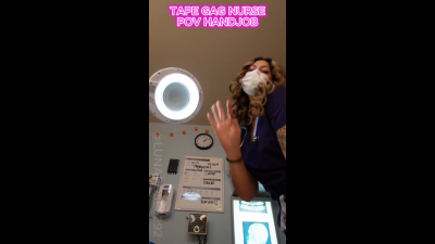 4 Min POV Nurse Luna Comes Into The Room For You Physical Exam Very Quietly, While She Glows Up She Reveals She Has Tape Gagged Herself With Microfoam Tape And Proceeds To Touch Your Dick, And Stroke It Until You Cum, You Of Course Allow It